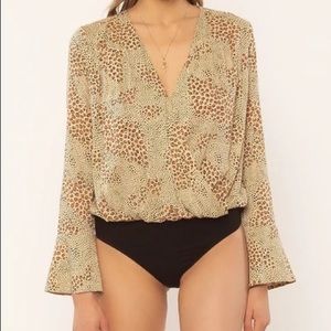 Amuse Society Long-Sleeve Leopard Bodysuit